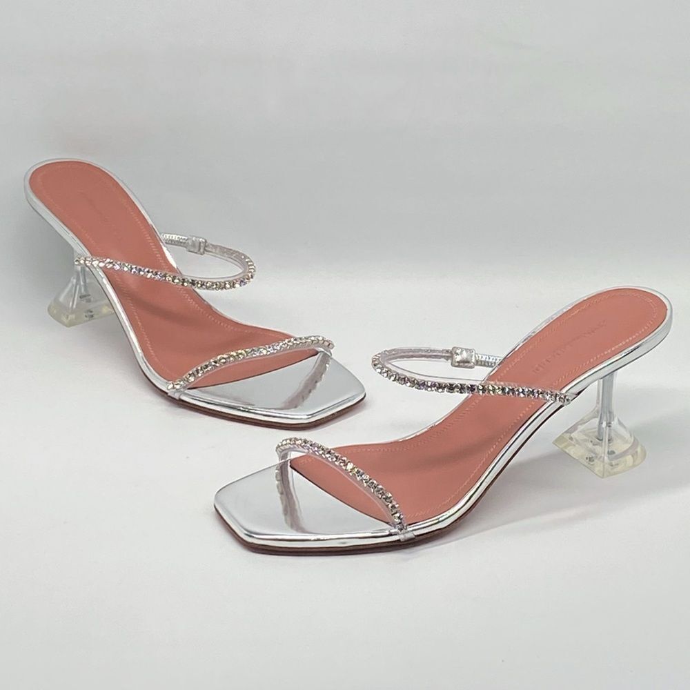 Amina Muaddi Gilda embellished PVC mules size 36.5